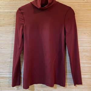 Zara scuba red burgundy turtleneck top long sleeve base layer Small